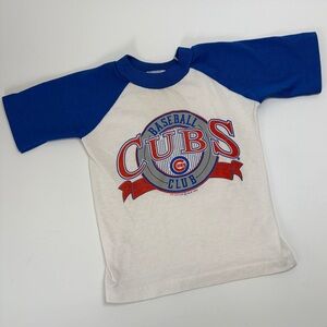 VTG Toddler 4 CUBS Baseball Ringer Tee Made in USA Single Stitch Cubs T-Shirt